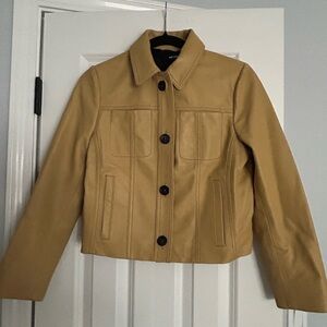 ME+EM Tan Leather Jacket Cropped Tailored